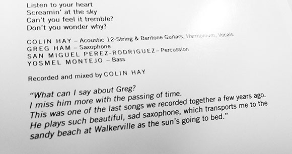 Colin Hay about Greg Ham